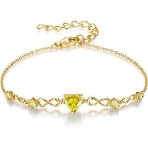 Infinity Heart 5 Birthstone Adjustable Bracelet - 18K Gold 11 Nov
